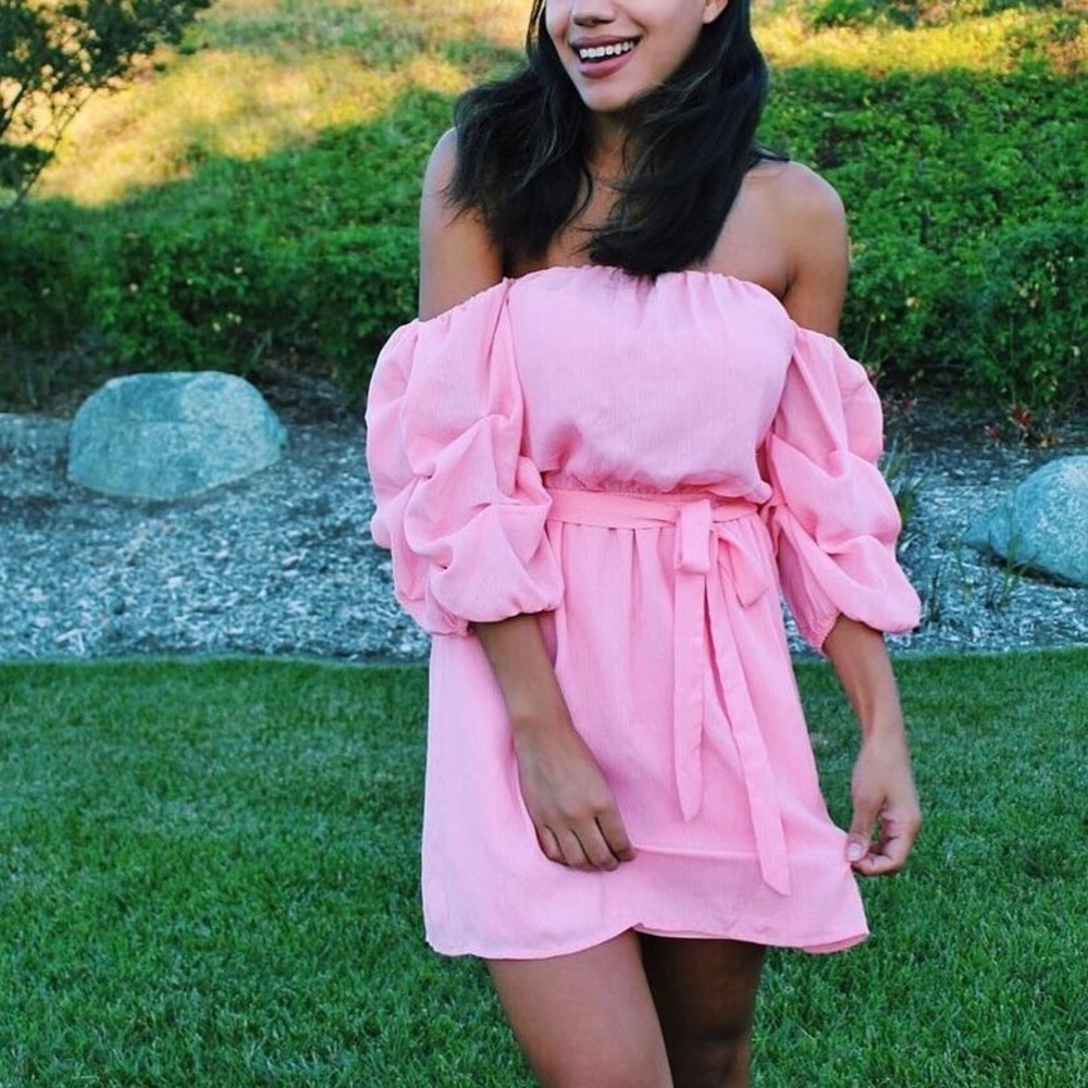 Pink Off Shoulder Dress